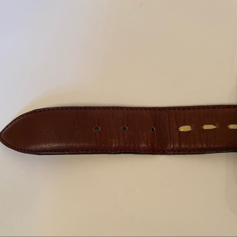 💎 GIVENCHY COUTURE BELT BROWN LEATHER CREAM STITCHING DESIGNER LUXURY SMALL Fit - Picture 8 of 14